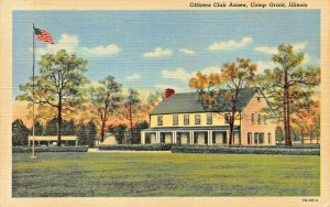 CAMP GRANT IL~OFFICERS CLUB ANNEX~EXTERIOR & GROUNDS~1940s MILITARY POSTCARD
