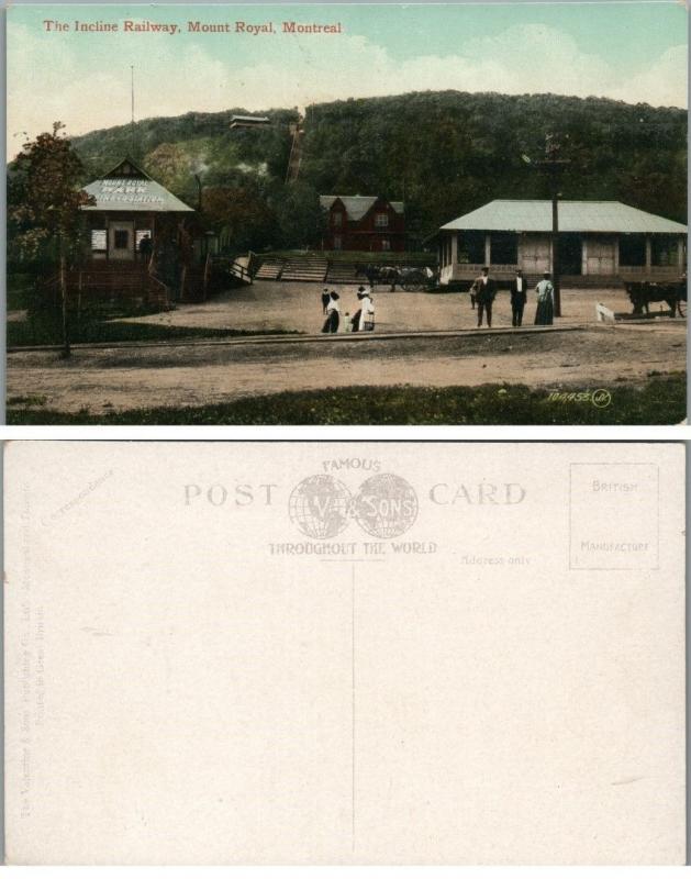 THE INCLINE RAILWAY MT.ROYAL PARK MONTREAL CANADA ANTIQUE POSTCARD