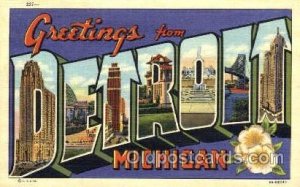 Greetings From Detroit, Michigan, USA Large Letter Town Unused 