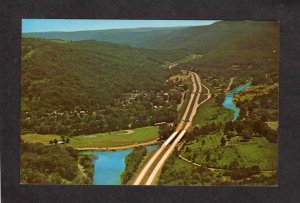 NY Aerial View Route 17 Roscoe New York  Willowemoc Beaverkill Rivers Postcard
