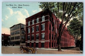 Athol Massachusetts MA Postcard Lee Bros Shoe Factory Building Classic Car 1910