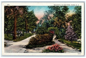 1937 View Of Beautiful Island Park Fargo North Dakota ND Posted Vintage Postcard