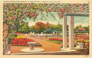 Chicago Illinois Humboldt Park 1960s Sunken Gardens Pegula Postcard 21-13656