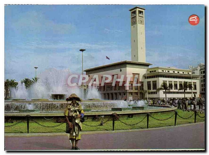 Postcard Modern Casablanca and musical fountain lumieneuse United Nations Square