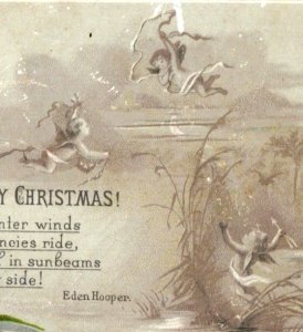 1880s Victorian Christmas Card Angels Poem By Eden Hooper F127