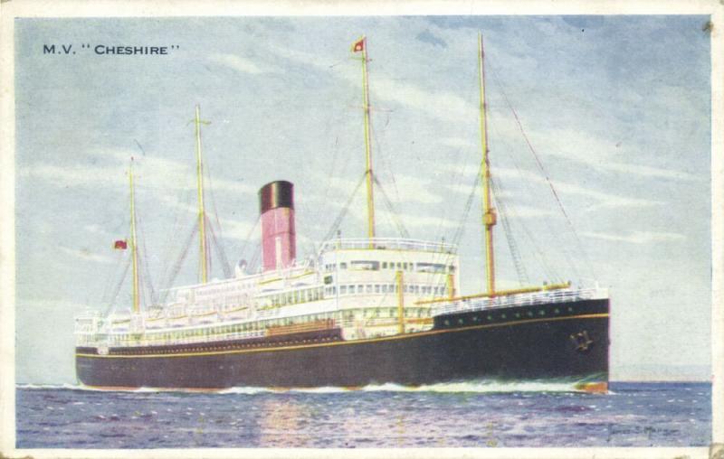 Bibby Line Steamer M.V. Cheshire (1920s)