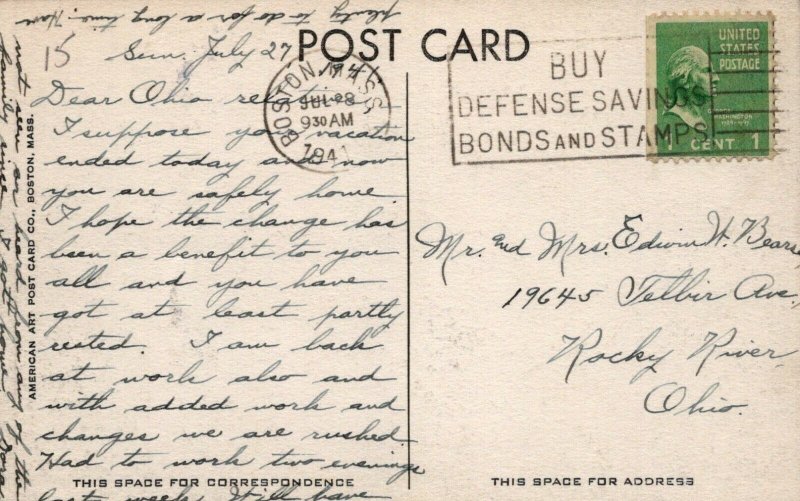 MA, Boylston Street Scene, Boston, Massachusetts 1941 Postcard