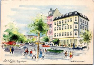 Postcard Denmark Copenhagen artist signed Park Hotel