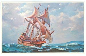 Mayflower under sail, Reproduction of an Oil Painting 