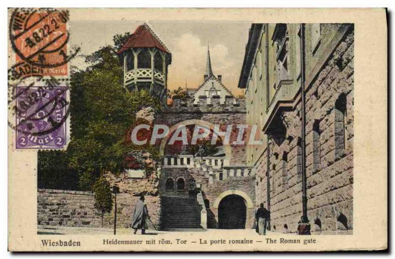 Old Postcard Wiesbaden Heidenmauer Mit Tor Gate Roman