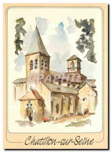 Modern Postcard Chatillon sur Seine Cote d'Eglise Saint Vorles XI century wat...