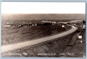 Chamberlain South Dakota SD Postcard RPPC Photo Highway #16 Bird's Eye View