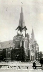 1933 St. Anthony's Church Long Beach California Earthquake RPPC Photo Postcard