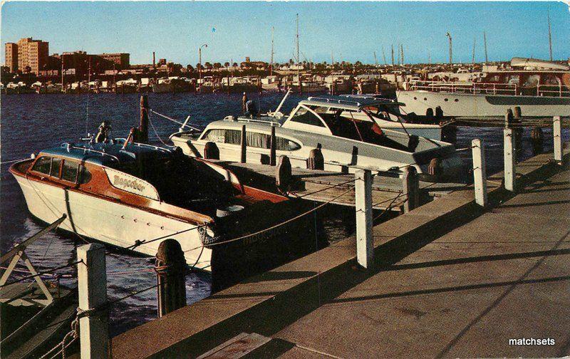 1950s Corpus Christi Texas Pleasure Boat Dock Crocker postcard 10085