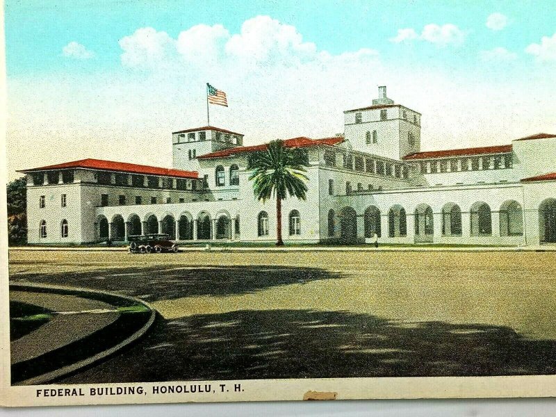 Vintage Postcard Federal Building Honolulu Hawaii Post, IRS & Customs Office