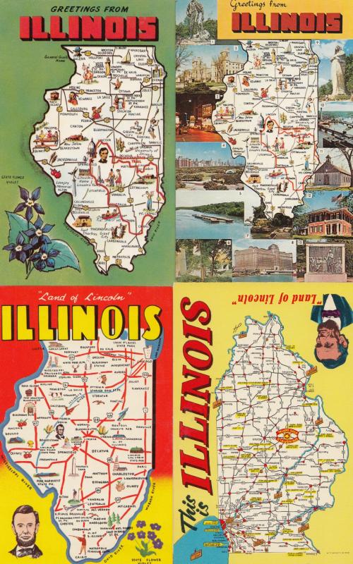 Illinois This Is Greetings From 4x Map Postcard s