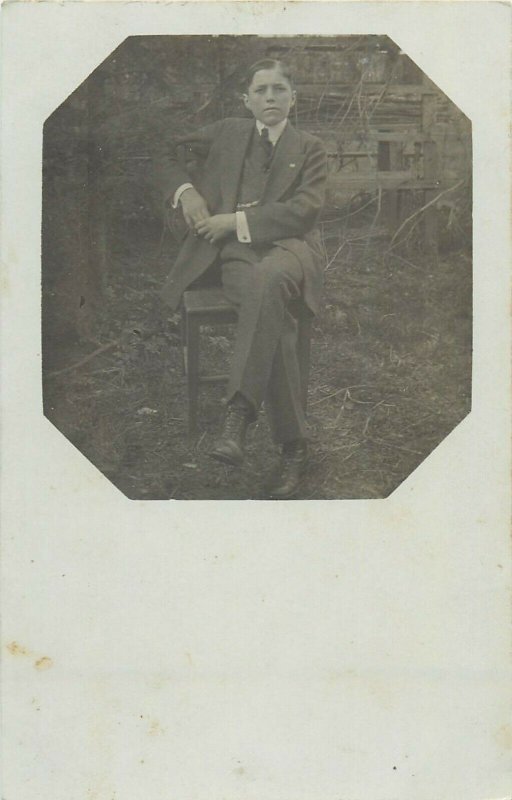 Social history early photo postcard elegant young man portrait