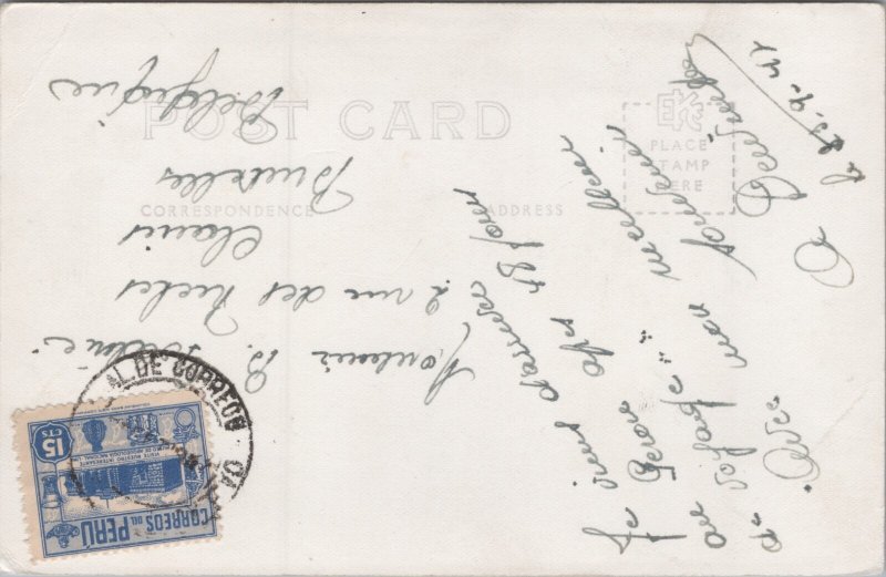 Peru Lima Plaza San Martin Vintage RPPC C372