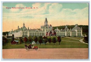 1914 State Reformatory Car Road Street Elmira New York Vintage Antique Postcard