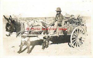 Black Americana, RPPC, Man with a Donkey Drawn Wagon, Douglas Arizona, Photo