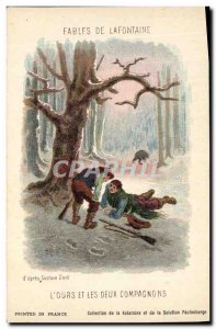 Old Postcard Fantasy Illustrator Fables of Lafontaine L & # 39ours and two co...