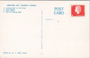 Medicine Hat Alberta Multiview 3rd Street Post Office 2nd St Snazel Postcard H26