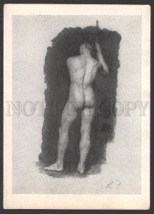 107791 NUDE Young Man by SEROV old Russian PC