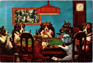 Dogs Playing Poker Anthropomorphic Postcard Posted