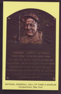 Lou Gehrig Baseball Hall of Fame Post Card 3267