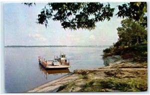 TIPTONVILLE, TN ~ Mississippi River FERRY to PORTAGEVILLE, MO c1950s  Postcard