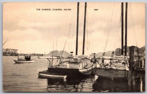 Vtg Camden Maine ME The Harbor Sailboat View Postcard