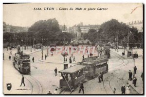 Old Postcard Tram Lyon Cours du Midi and Place Carnot