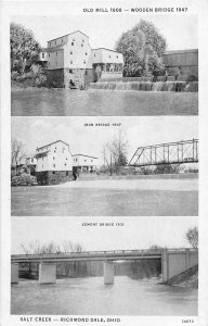 J70/ Richmond Dale Ohio Postcard c1910 Old Mill 3View Bridge 227