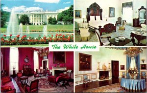 White House Multiview Washington Dc Lincolns Bedroom Postcard 
