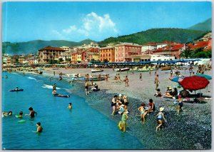 1950's Gogoleto The Beach Resort Hotel and Mountains at Back Posted Postcard