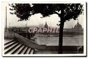 Old Postcard Lyon Rhone bridge of the Guillotiere and Hotel Dieu