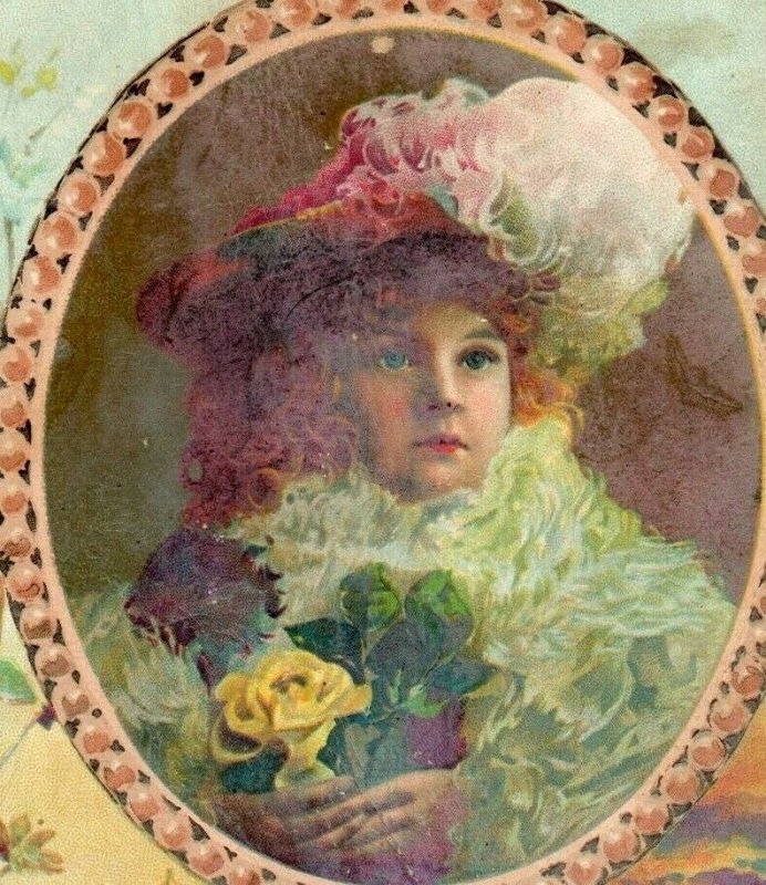 1891 Easter Lion Coffee Woolson Spice Co. Lamb Adorable Child Fab! *D