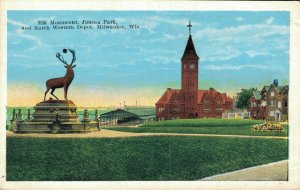 USA Elk Monument Juneau Park Western Depot Milwaukee 06.42