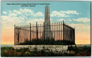 Ogden Monument Geographical Center of U.S. Fort Riley KS Vintage Postcard C12