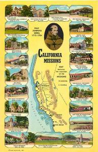 California Missions Map Card CA Chrome