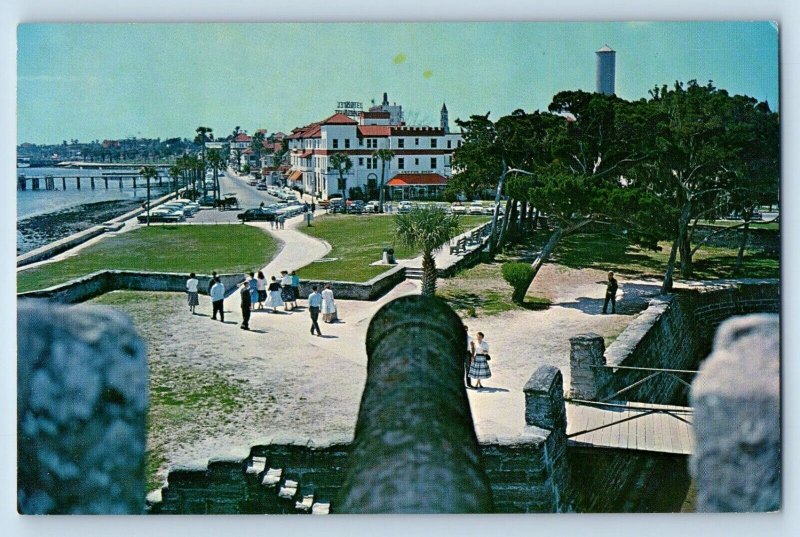 St Augustine Florida FL Postcard Old Bay Street Looking South Fort 1960 Unposted