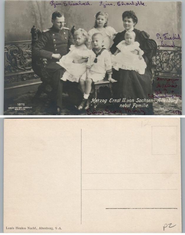 Antico Tedesca RPPC Vero Foto Cartolina Duke Ernest II W/Famiglia