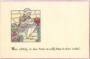 Postcard C-1910 Tuck Schumacher Dutch Proverbs Stich comic humor TP24-3423