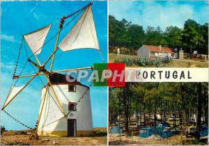 Postcard Modern Nazare Portugal Windmill and camping parks