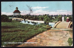 South Carolina CHARLESTON The Lake & Band Stand - pm1907 - Und/B