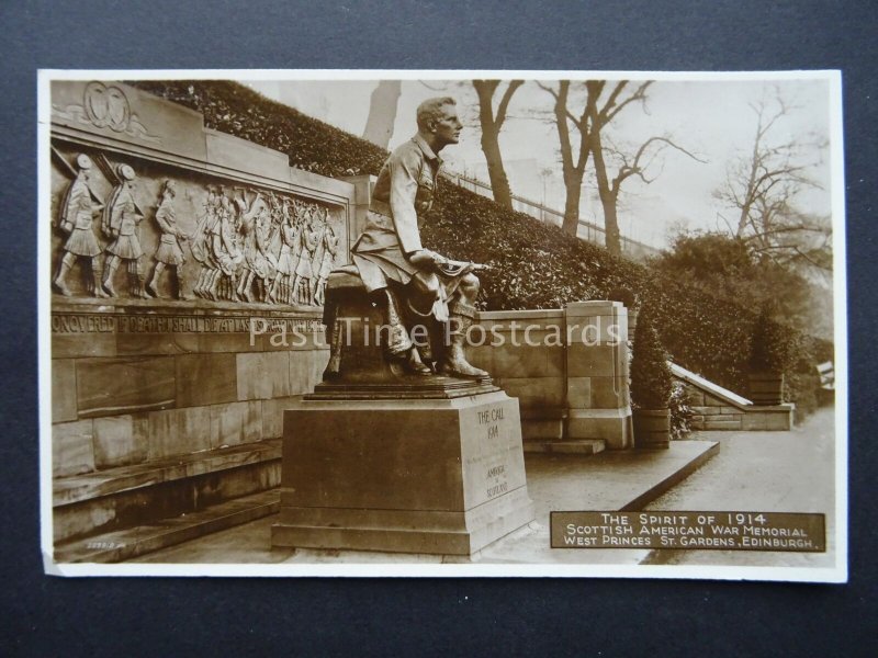 Edinburgh THE SPIRIT OF 1914 SCOTTISH AMERICAN WW1 WAR MEMORIAL 1927 RP Postcard