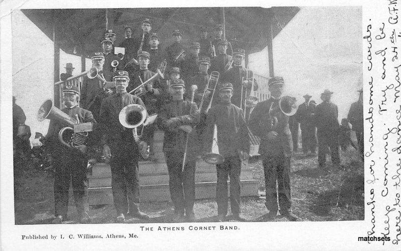 Athens Maine Music Cornet Band C-1905 Williams undivided postcard 11146