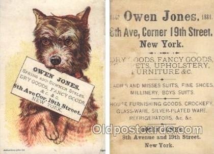 Owen Jones Dry Goods, Fancy Goods, New York, USA Trade Card Approx Size Inche...