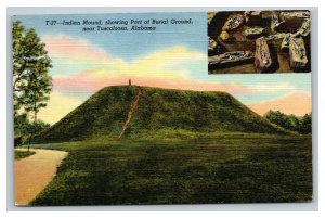 Vintage 1940's Postcard Indian Mound Burial Ground & Park Tuscaloosa Alabama