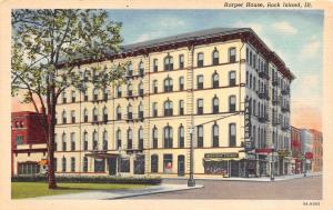ROCK ISLAND, IL Illinois    HARPER HOUSE~Interstate Liquors   c1940's Postcard